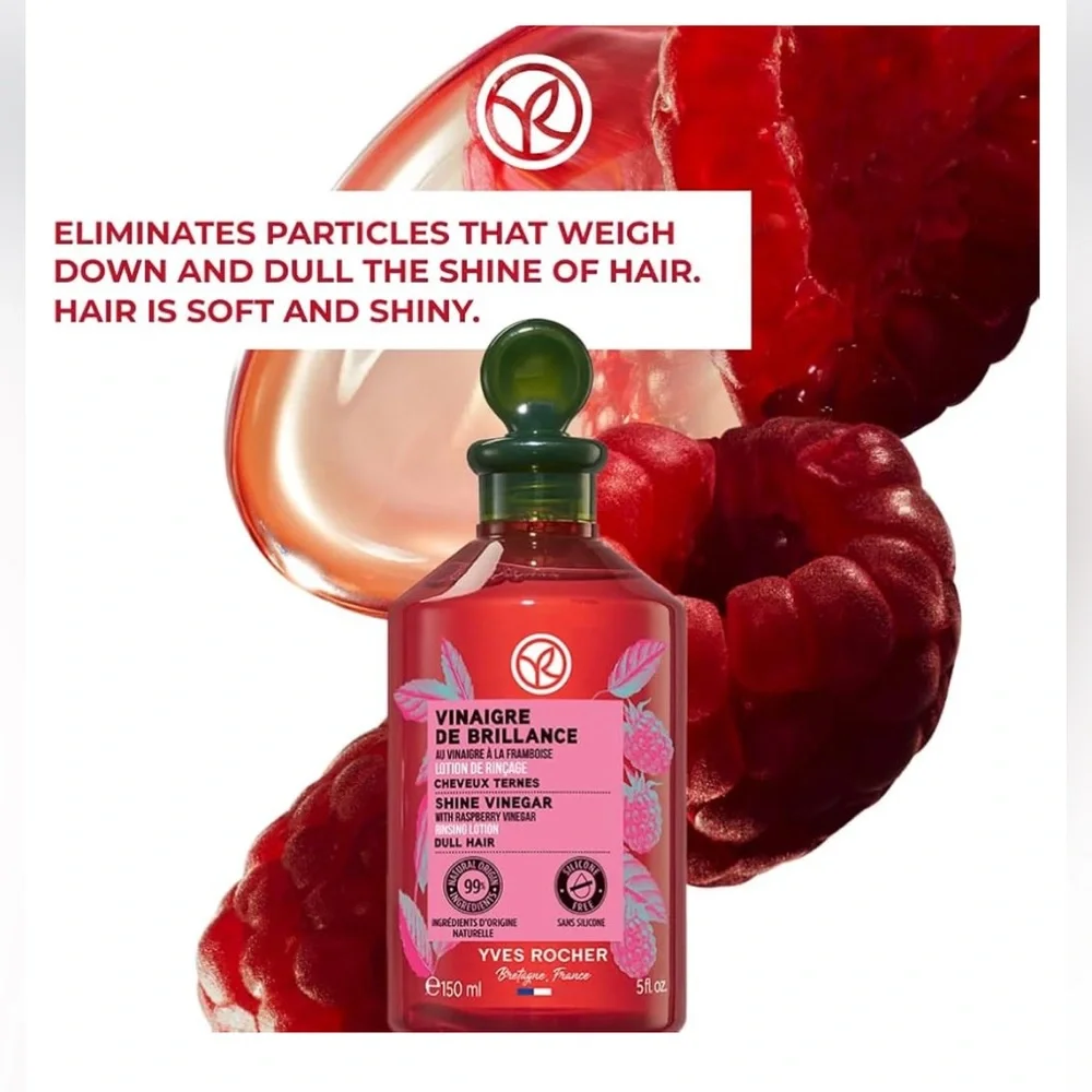 Yves Rocher Protective color hair bundle, shampoo conditioner raspberry vinegar